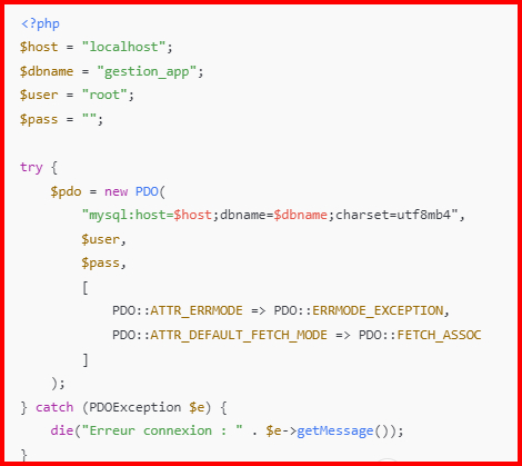 Connexion PDO à MySQL