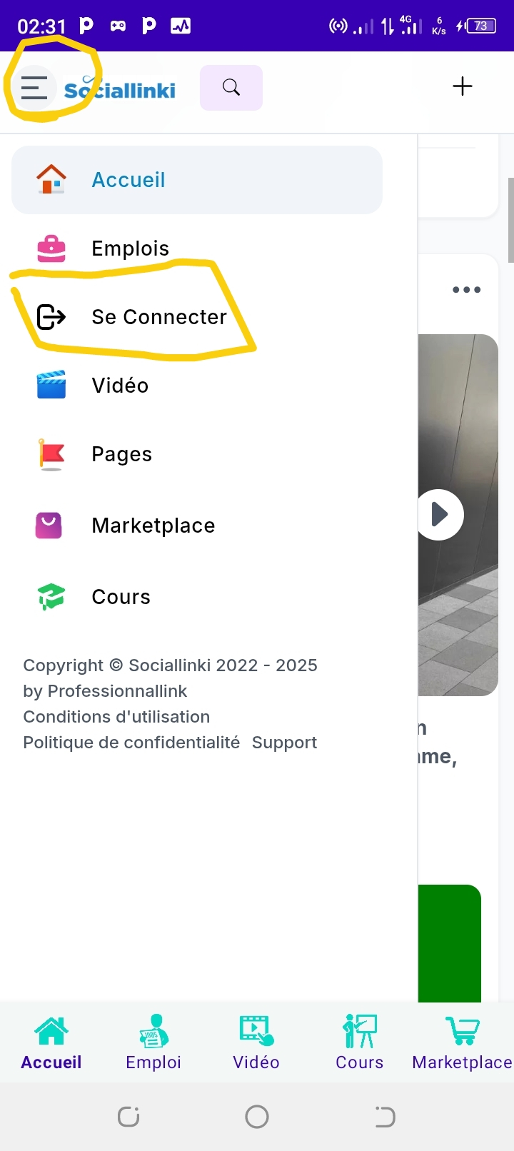 📱 2. Connexion via l’application mobile