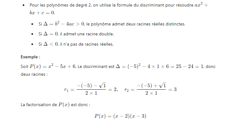 4. Racines et factorisation