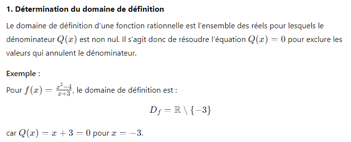 1. Détermination du domaine de définition