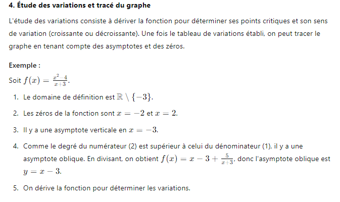 4. Étude des variations et tracé du graphe