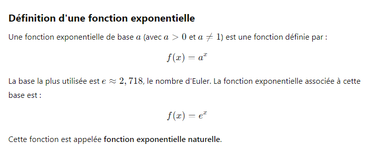 3. Étude des fonctions : Fonctions exponentielles