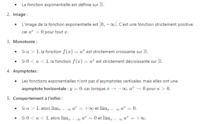 II./ Propriétés générales des fonctions exponentielles