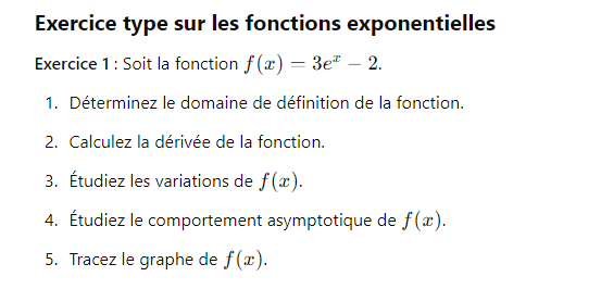 V. Exercice type sur les fonctions exponentielles