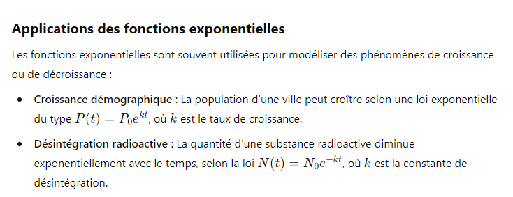 VII./ Applications des fonctions exponentielles