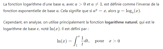 4.) Etudes de fonctions: les fonctions logarithmiques