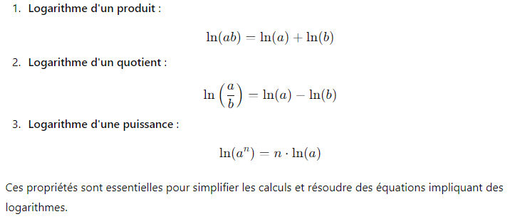 IV./ Propriétés des logarithmes