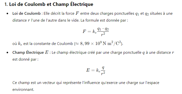 1./ Électricité et Magnétisme