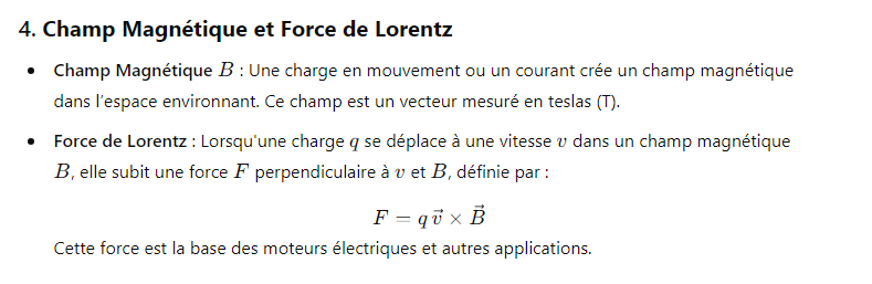 4. Champ Magnétique et Force de Lorentz