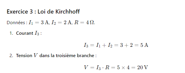 Correction Exercice 3 : Loi de Kirchhoff